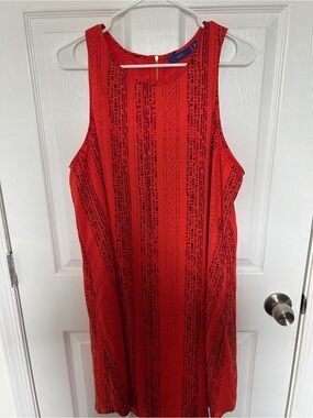 Women’s Orange Patterned Sleeveless Shift Dress
